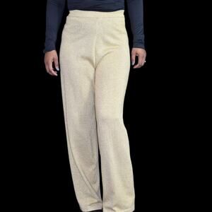 Vintage Cache Pants Gold Metallic Shimmer Straight Palazzo Wide Leg Size Small